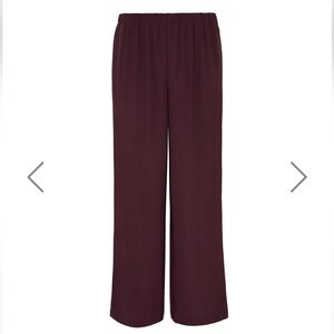 Eileen Fisher Straight-leg Silk-georgette Ankle Pants, Wine, NWT